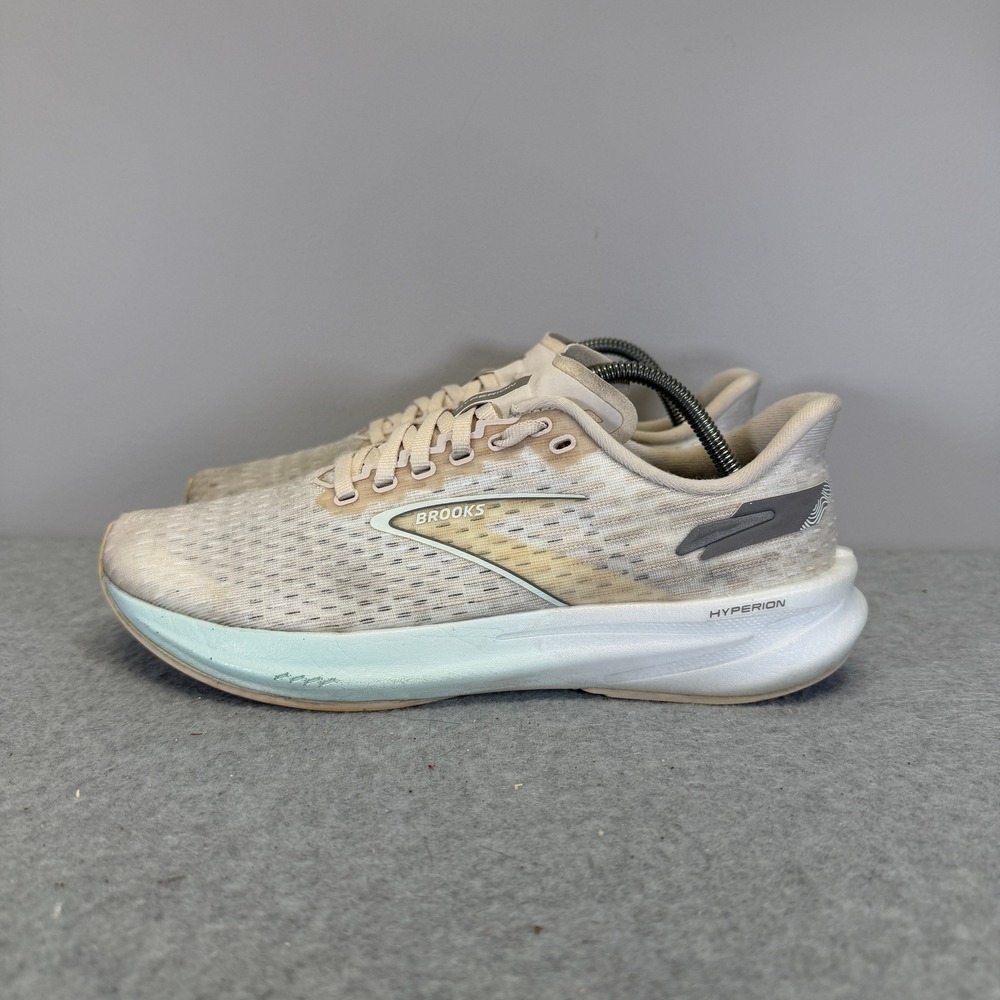 Brooks Hyperion Womens Shoes Size 8.5 Tan White Mint Running Sneaker 1203961B419